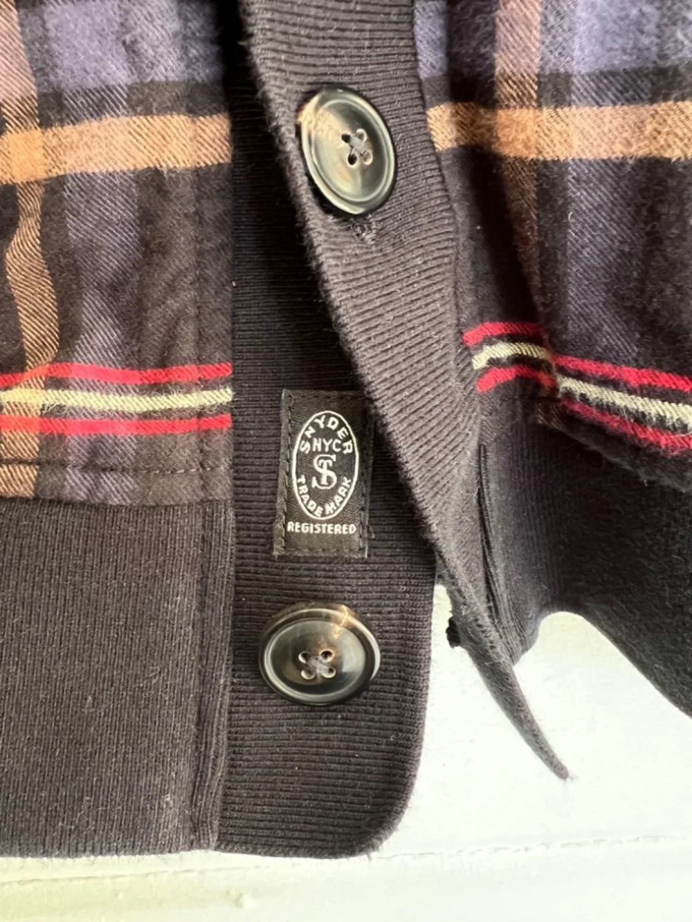 TODD SNYDER 100% Cotton  Plaid Button Up V-Neck Cardigan Jacket - XL